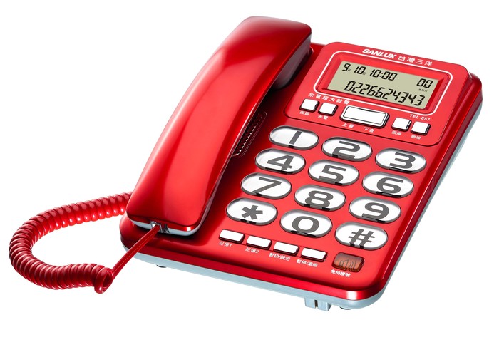 SANLUX台灣三洋 來電顯示 超大鈴聲 有線電話機 TEL-857紅★80B018